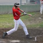 Cody Roberts put the ball in play in the Mount Vernon doubleheader.(Photo by Jim Waller/Whidbey News-Times)