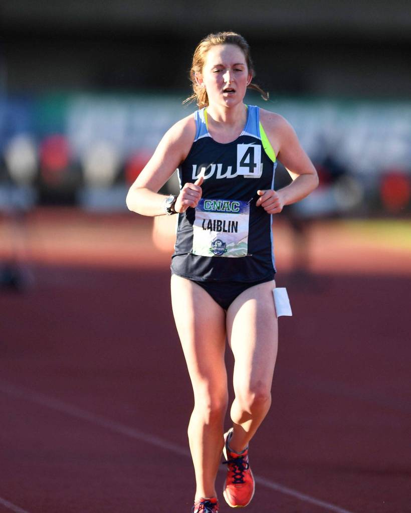 Alex Laiblin, running for Western Washington, competes at the Great Northwest Athletic Conference Championships at Western Oregon University in Monmouth, Ore., on May 11. (Photo by Christopher Oertell/GNAC Athletics)