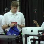 Photo provided                                Oak Harbor High School students Skyler George, left, and Tia Fernandez prepare for their video competition against top teams from throughout the US at the recent SkillsUSA finals in Louisville, Kentucky.