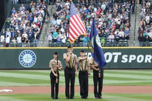 Oak Harbor unit presents colors at Mariners game / NJROTC