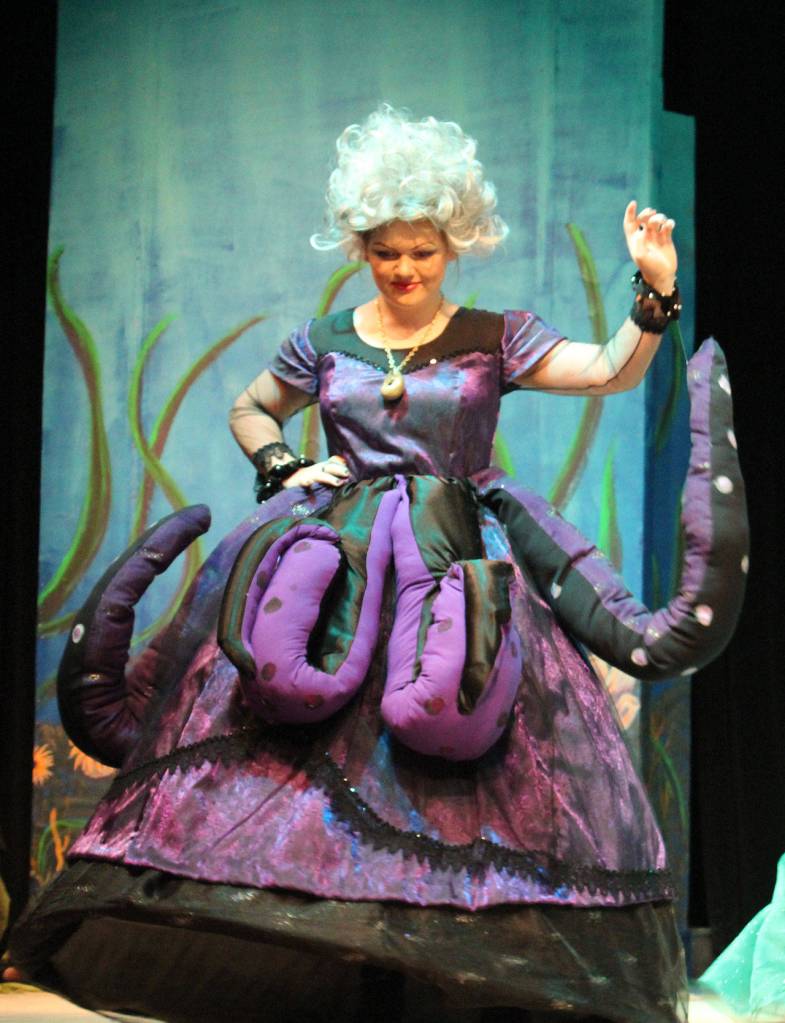 Haven Lemme plays Ursula, the evil witch of the sea, a role the first-time actress said she loved. Surreal, seafaring costumes were created by Julie Gammache. Photo by Patricia Guthrie/Whidbey News Group