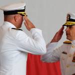 Commander Palmer (right) relieves Commander Vondrak (left).