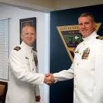 Commander Vondrak (right) welcomes Commander Palmer (left) on June 28, 2018. Photo provided.