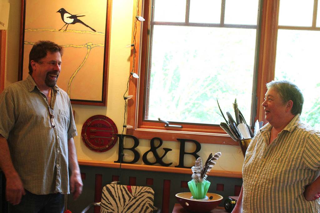 The letters B B originally stood for Bruce Morrow and Buffy Cribbs and also now include their Airbandb offering, Artists Cottage. Its part of a free prize weekend package given to a lucky visitor to the Open Studio Artists Tour.