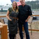 Photo by Maria Matson / Whidbey News- Times.                                Emily Harding Hill and Michael Weeks stand outside their restaurant Callens, which opened on July 31 near the Coupeville Ferry Terminal.