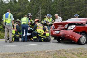 Woman transported to hospital after collision Thursday