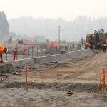 Photo by Jessie Stensland / Whidbey News-Times.                                Crews work on a curb for a parking lot in Windjammer Park Monday.