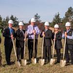 Photo provided                                Breaking ground for a new SaviBank in Oak Harbor are, from left to right: Brian Swanson, project superintendent, P & L General Contractors; Todd Krantz, vice president of SaviBank and Oak Harbor branch manager; Oak Harbor Mayor Bob Severns; Andy Hunter, president of SaviBank; Mike Cann, chairman and CEO of SaviBank; Kari Holmly, SVP/chief retail banking officer; Ron Wallin, president and chairman, P & L General Contractors, and; Gary Lampers, project manager, P & L General Contractors