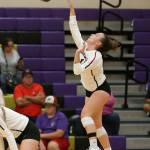 Ashley Menges blasts a serve for Coupeville.(Photo by John Fisken)