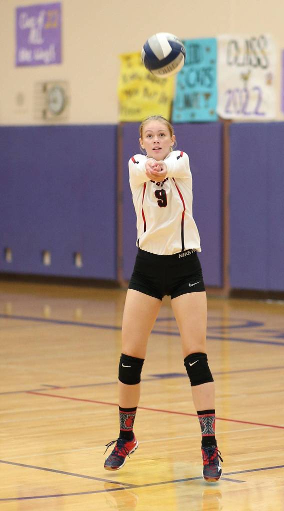 Chelsea Prescott gets the Coupeville offense going with a pass.(Photo by John Fisken)