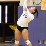 Ceirra Dean serves for Oak Harbor. (Photo by John Fisken)