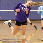 Morgan Pease celebrates a key point in the exciting battle with Meadowdale.(Photo by John Fisken)