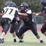 Ryan Labrador (70) and Isaiah Bittner (88) block in Fridays win over Vashon Island.(Photo by John Fisken)