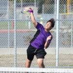 Elsian Atienza serves in Wednesdays match with M-P. (Photo by John Fisken)