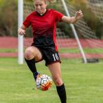 Natalie Hollrigel takes control of the ball in Thursdays win.(Photo by John Fisken)