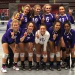 Oak Harbor is all smiles after winning the bronze division at the SunDome Volleyball Festival. (Photo by Steve Bristow)