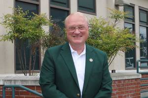 Photo by Jessie Stensland / Whidbey News Group                                Island County Sheriff Mark Brown stands in front of the law and justice center.