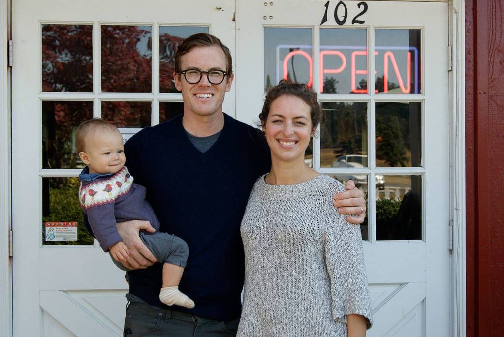Photo by Maria Matson / Whidbey News Group.                                Joe and Jessie Gunn with their 10-month-old daughter, Margot.