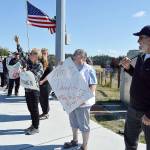 The group Indivisible Whidbey participated in a national walkout in protest of Brett Kavanaughs nomination to supreme court and in support of women who accused him of sexual misconduct. Photo by Laura Guido/Whidbey News-Times