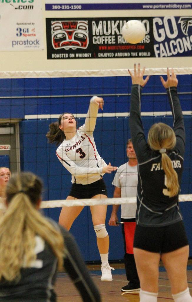 Maya Toomey-Stout (3) supplies some offense for Coupeville.(Photo by Jim Waller/Whidbey News-Times)