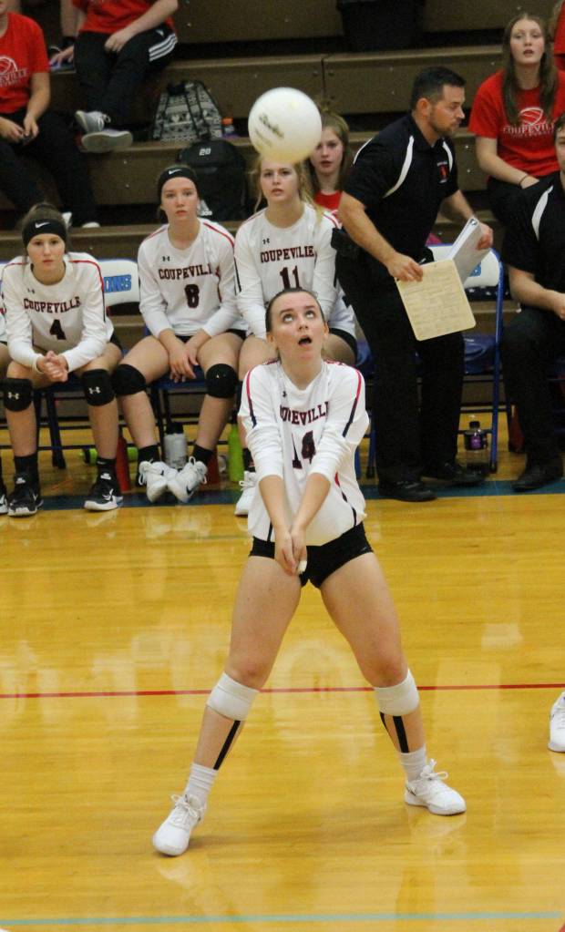 Ashley Menges prepares to pass for the Wolves.(Photo by Jim Waller/Whidbey News-Times)