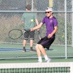 Micah Franklin hustles to a shot in Tuesdays match with Getchell.(Photo by Jim Waller/Whidbey News-Times)