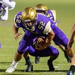Oak Harbor, controlling ball and clock, clips Golden Eagles / Football
