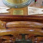 Awards from the 2018 Lake Union Wooden Boat Festival are displayed in the pilothouse of Suva. (Photo provided)