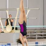 Kelly Gruenwald completes a dive in Tuesdays meet.(Photo by John Fisken)