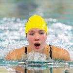 Sophie Sandahl swims for Oak Harbor Tuesday.(Photo by John Fisken)