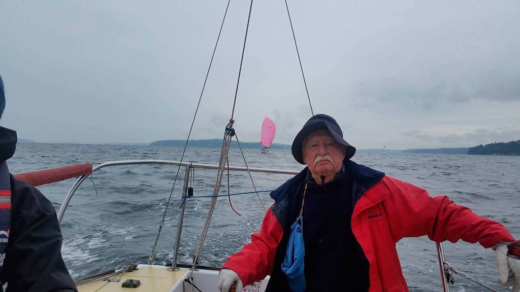 Jim McAlpine sails Lucky Jim to first place in the Scott Cline Regatta. (Photo by James McAlpine)