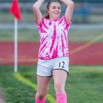 Maddy Hilkey returns the ball to play.(Photo by John Fisken)