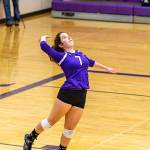 Annie Salinger serves against Everett. (John Fisken photo)