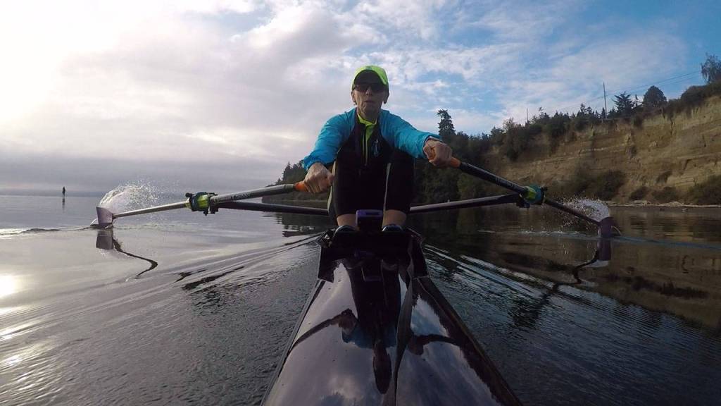 Cece Aguda rows along Whidbey Island. (Submitted photo)
