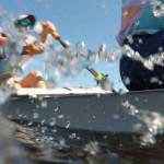 Cece Aguda churns up some water while rowing. (Submitted photo)