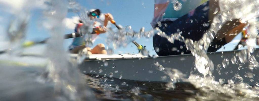 Cece Aguda churns up some water while rowing. (Submitted photo)