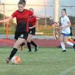 Natalie Hollrigel stops the ball and takes control for Coupeville.(Photo by Jim Waller/Whidbey News-Times)
