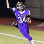 Kevin Schuldt celebrates after catching a TD pass from Caleb Fitzgerald.(Photo by John Fisken)