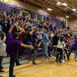 The large Oak Harbor crowd celebrates the Wildcats win.(Photo by John Fisken)