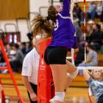 Leielle Salinger blasts a kill for Oak Harbor.(Photo by John Fisken)