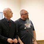 Photo by Jessie Stensland / Whidbey News-Times.                                Lewis Cox appears in court Friday with attorney Steve McKay. Cox pleaded guilty to child porn charges.