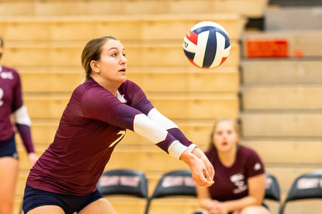 Samantha Hines played volleyball for Whatcom College this fall. (Photo by John Fisken)