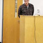 Paal Cammermayer asks the planning commission to propose allowing rural event centers on land zoned rural forest at a event code public hearing Monday night. Photo by Laura Guido/Whidbey News Group