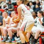 Tia Wurzrainer looks for an open teammate.(Photo by John Fisken)