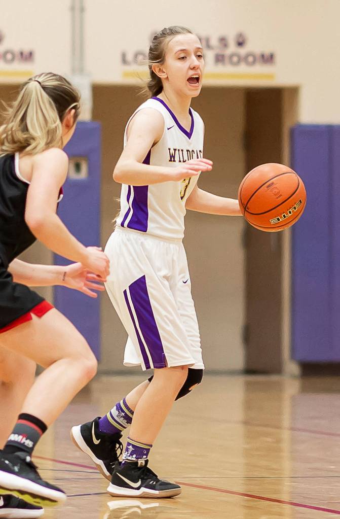 Miranda Wilson directs the Oak Harbor offense.(Photo by John Fisken)