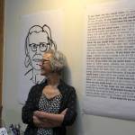 Meredith MacLeods interactive art installation First Impressions at Bayview Cash Store features 100 black and white portraits. Its entrance has a self portrait and MacLeods statement. Photo by Patricia Guthrie/Whidbey News Group