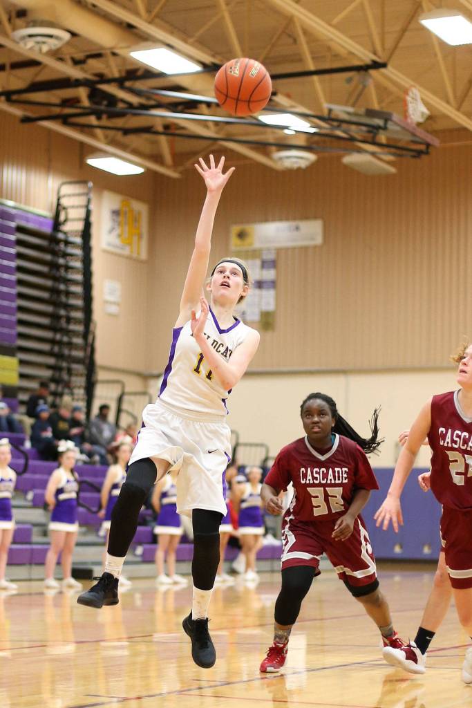 Olivia Waite gets by the Cascade defense for a shot.(Photo by John Fisken)