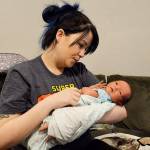 Amanda White and her brand-new baby boy Taliesin White, born at 12:40 a.m. Jan. 1. Photo by Laura Guido/Whidbey News-Times