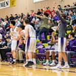 The Oak Harbor bench celebrates a nice play by their teammates on the court.(Photo by John Fisken)
