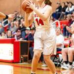 Ema Smith gets ready to sink one of her three three-pointers in the game.(Photo by John Fisken)